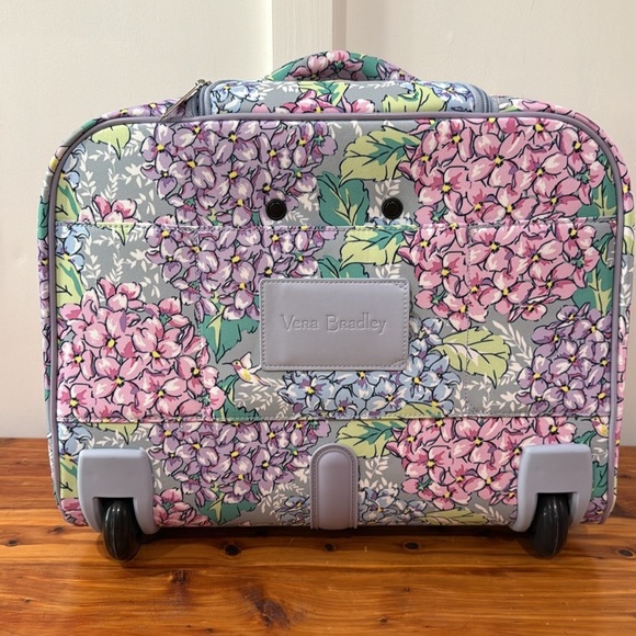 NWT Vera Bradley Rolling Work Carry-On Bag in Happy Hydrangeas Gray - Picture 7 of 10